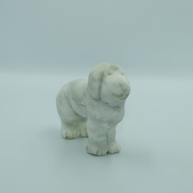 Escultura Perro mediano de pie de Mármol Blanco